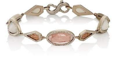 Mixed-Gemstone Geometric-Link Bracelet