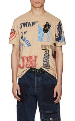 Logo-Print Patchwork Cotton T-Shirt
