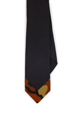 Camo-Tipped Silk Micro-Faille Necktie