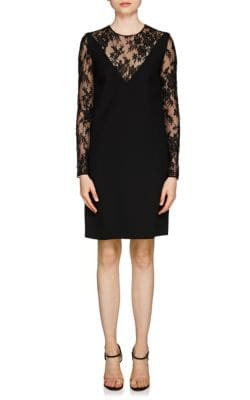 Lace-Inset Wool Dress