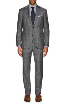 Lotus Plaid Wool Two-Button Suit
