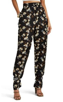 Logo-&-Cotton-Print Tech-Taffeta Jogger Pants
