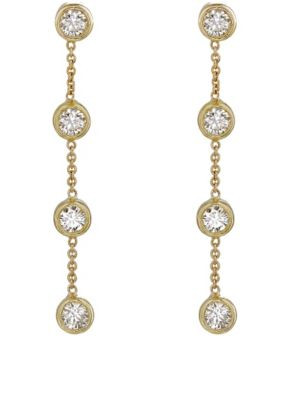 Four-Bezel Chain Drop Earrings