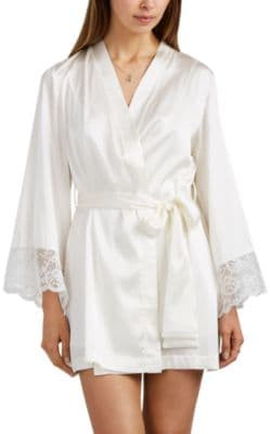 Rita Lace-Trimmed Charmeuse Short Robe