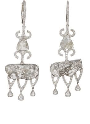 Mixed-Diamond Double-Drop Earrings