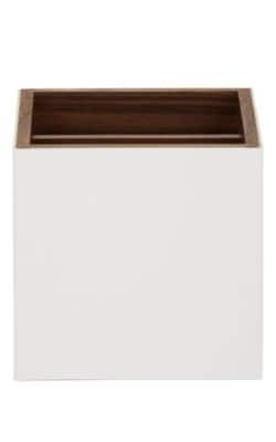 Leather & Wood Square Pencil Cup