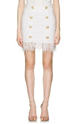 Fringed Tweed Miniskirt