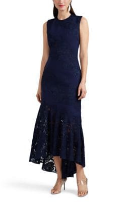 Lace-Inset Silk Crepe Cocktail Dress