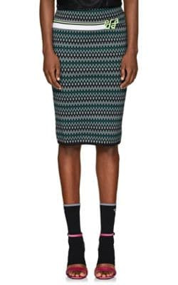 Logo Dot & Chevron-Pattern Pencil Skirt
