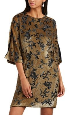 Sequined Silk Cocktail Shift Dress