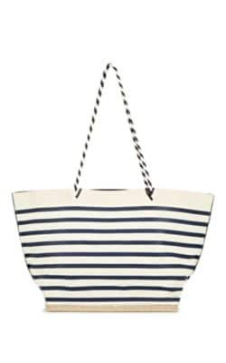 Espadrille Large Striped Leather Tote Bag