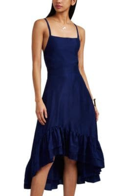Artemis Slub Silk Faille Midi-Dress