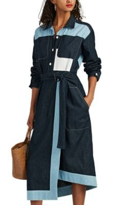 Cotton Chambray Belted Shirtdress