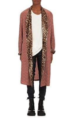Daisy-Print Silk Smoking Robe