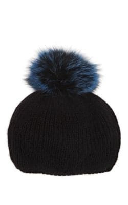 Rochelle Fur-Pom-Pom Angora-Blend Beret