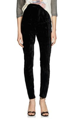 Wrinkled Velvet Cigarette Pants