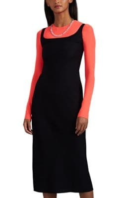 Drawstring-Detailed Tech-Crepe Slipdress