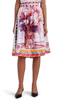 Floral Cotton Poplin Skirt
