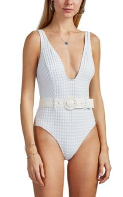Victoria Striped Belted One-Piece Swimsuit