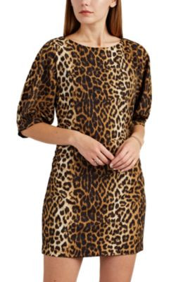Ruched Leopard-Print Minidress