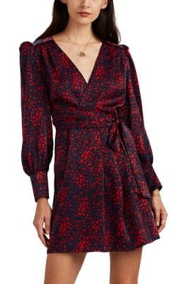 Floral Satin Wrap Dress