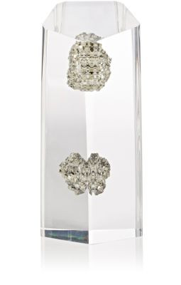 Pyrite-Embedded Acrylic Pillar Bookend