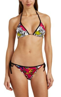 Logo-Print Triangle Bikini Top