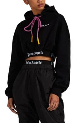 Logo-Print Cotton Crop Hoodie