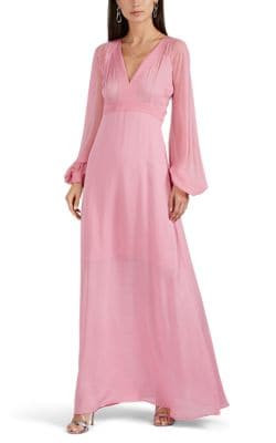 Striped Georgette V-Neck Maxi Dress