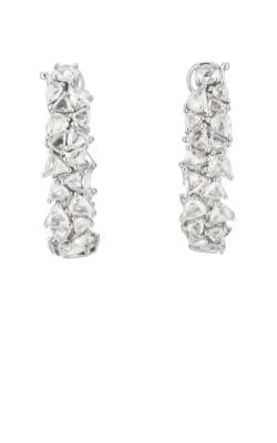 White Diamond Oval Hoop Earrings