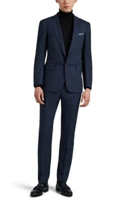 Striped Worsted Virgin Wool Two-Button Suit