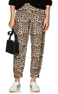 Leopard-Print Silk Pants