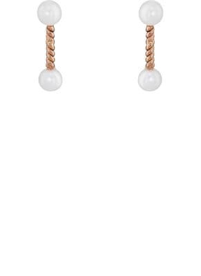 Pearl-Tipped Bar Stud Earrings
