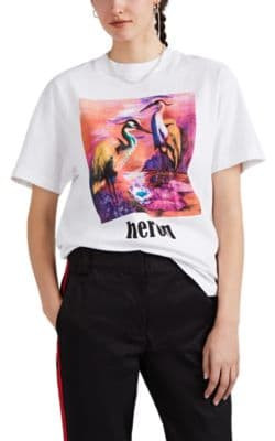 Heron-Graphic Cotton Oversized T-Shirt