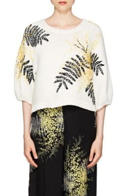 Mimosa-Embroidered Crop Sweater