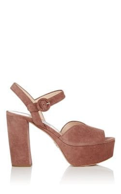 Suede Platform Ankle-Strap Sandals