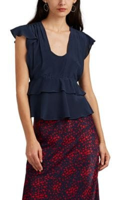 Ruffle Silk Crepe Top