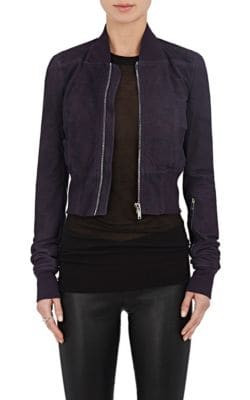 Blistered Suede Bomber Jacket