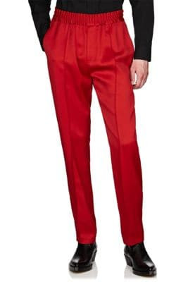 Logo-Embroidered Satin Drawstring Trousers