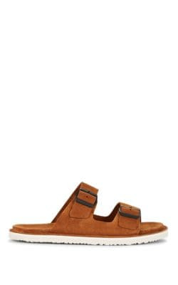 Suede Double-Band Slide Sandals 1