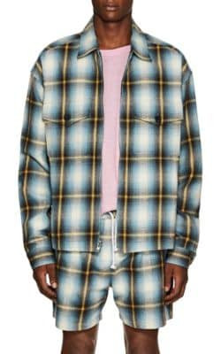 Checked Cotton Flannel Zip-Front Jacket