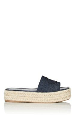 Denim Espadrille Slide Sandals