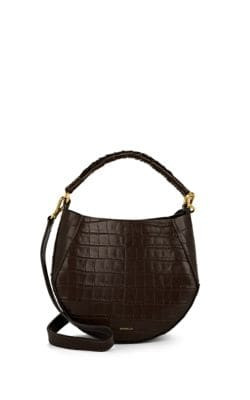 Corsa Mini Crocodile-Stamped Leather Bucket Bag