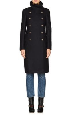 Wool-Blend Long Double-Breasted Coat