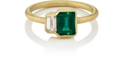 Emerald & White Diamond Ring