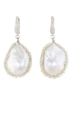 Baroque Pearl & Diamond Drop Earrings