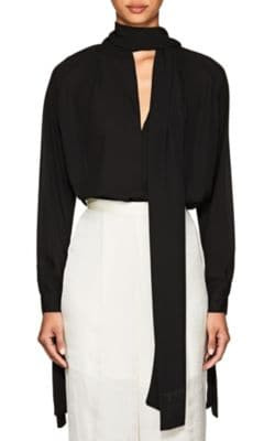 Crepe Scarf Neck Blouse