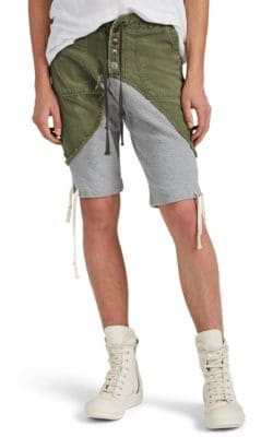 Mixed-Media Cotton Cargo Shorts