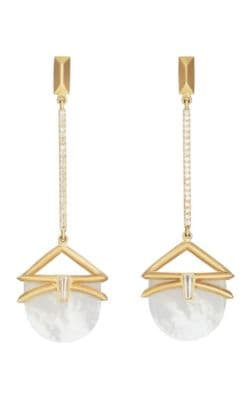 Plume Agate & White Diamond Drop Earrings