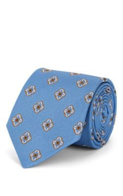 Medallion-Print Waffle-Textured Silk Necktie 1